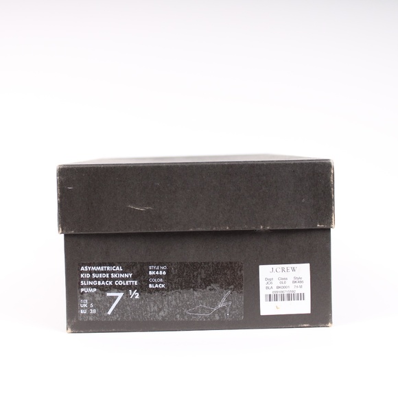 Jcrew Black Asymmetrical Pointy Toe Suede Skinny Slingback Colette Pump - Picture 6 of 7